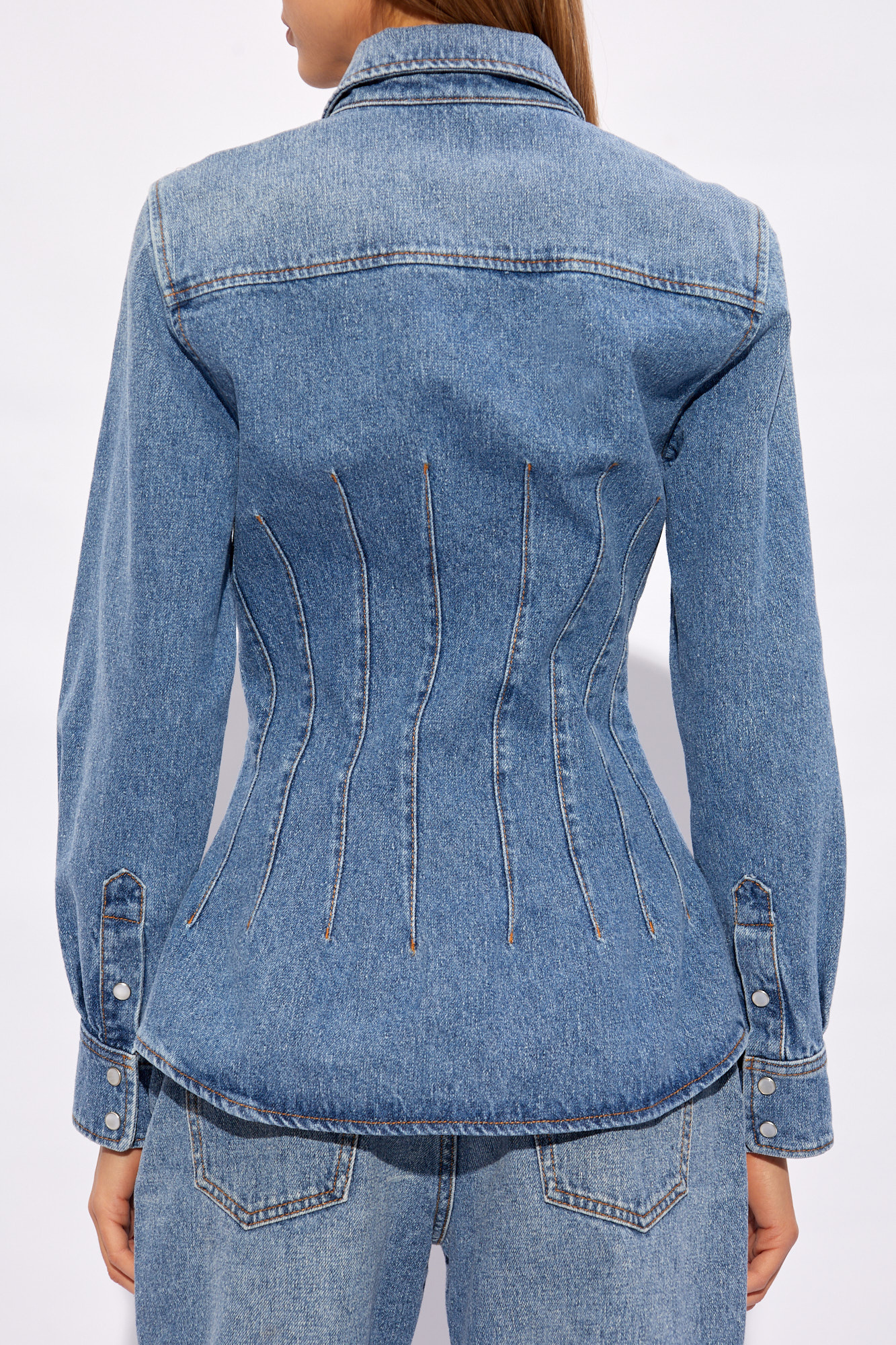 Peplum denim hot sale shirt